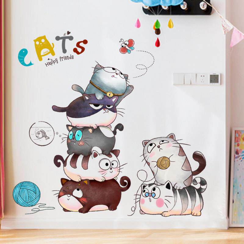 创意萌猫咪儿童房间卧室走廊装饰品墙贴纸可爱卡通幼儿园布置贴画