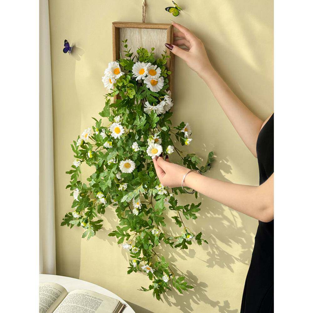 墙面遮丑装饰小挂件电视背景墙上挂饰仿真绿植客厅壁挂花器高级感