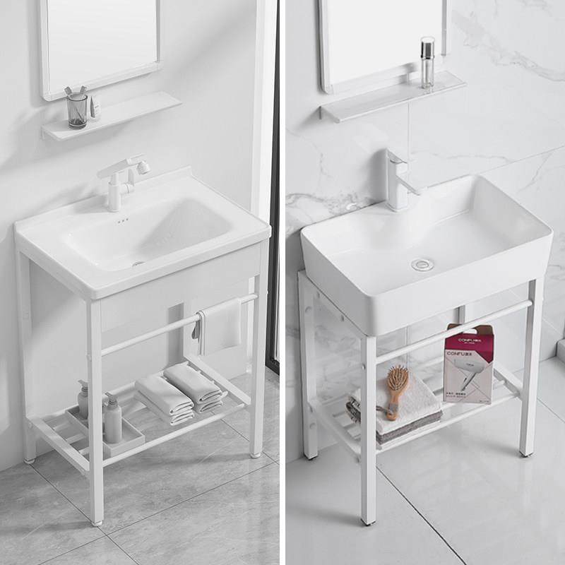 阳台落地式洗手盆卫生间一体陶瓷洗脸盆加厚不锈钢支架洗漱池防水,家装主材,挂墙式洗脸盆,淘宝优惠券,粉丝福利购,淘宝优惠卷