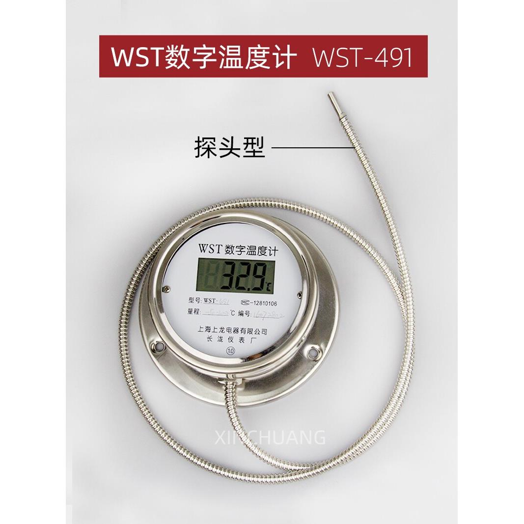 DTM491数字双金属温度计WST数显防水不锈钢带探头工业用表压力式