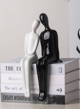 电视背景墙坐姿摆件轻奢高档软装家居客厅酒柜电视柜玻璃柜装饰品