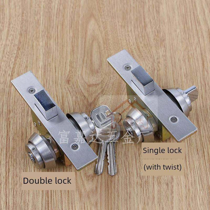 肯德基门锁上有框玻璃门锁落地锁铝合金门隐形门锁 带钥匙双面锁