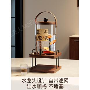 高颜值玻璃冷水壶中古风带龙头大容量耐高温家用凉水壶果茶饮料桶