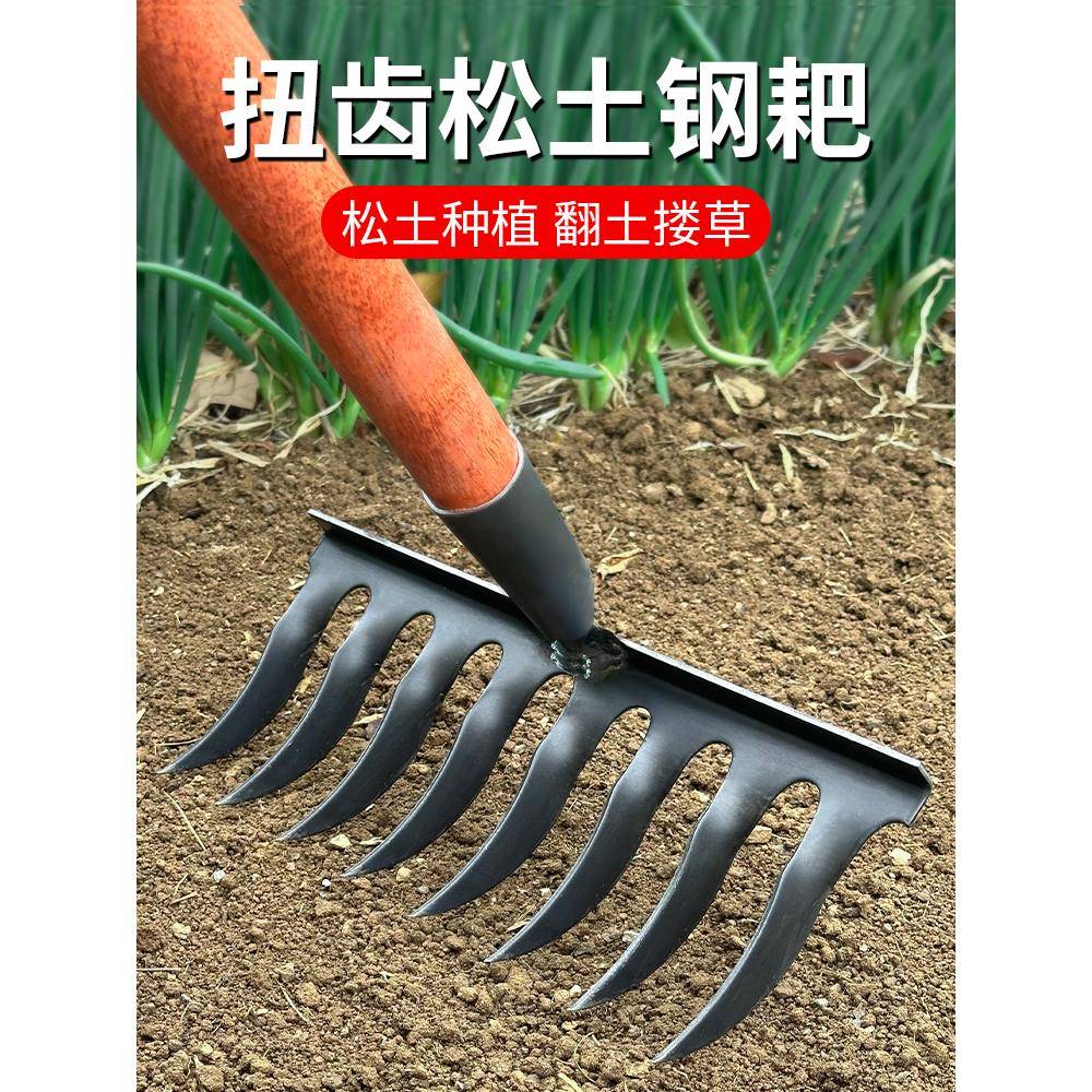 采购产品钉耙，土壤松动，杂草农场工具，铁耙，犁，除草，九齿镐