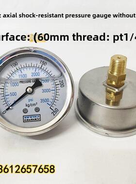 轴向抗冲击压力表背式Yn60Z水和油压力表液压表0-5 7 10 100 250k
