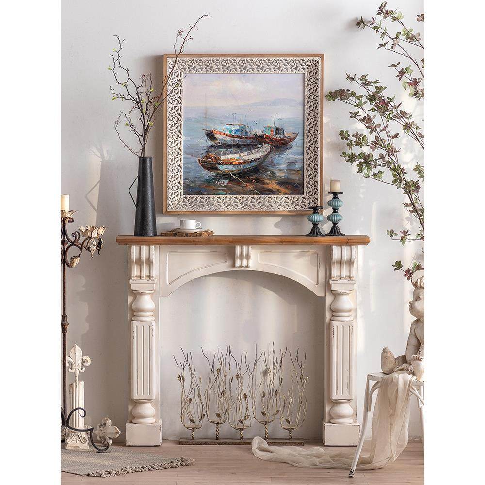 法式网红壁炉装饰柜奶油简约美式复古壁炉台别墅玄关ins风壁炉架