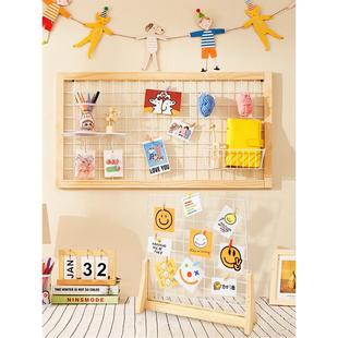 照片网格展示架墙上置物架墙上铁网照片墙格架幼儿园手工作品展架