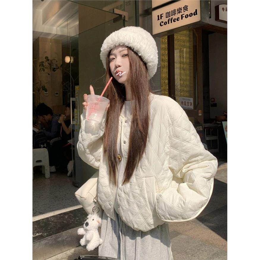 韩系菱格棉服外套女2025秋冬新款轻薄保暖百搭小个子短款棉衣棉袄