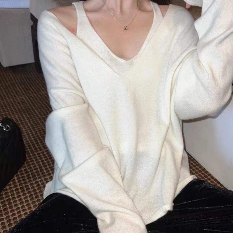 韩系大码慵懒风宽松软糯毛衣女胖mm针织衫外套300斤外穿内搭上衣