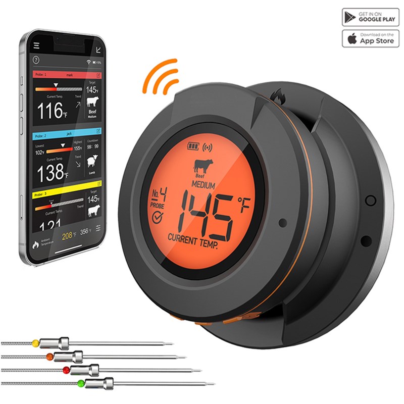 蓝牙数字无线电子温度计圆顶户外烹饪食物烤肉温度计BBQ烤炉配件