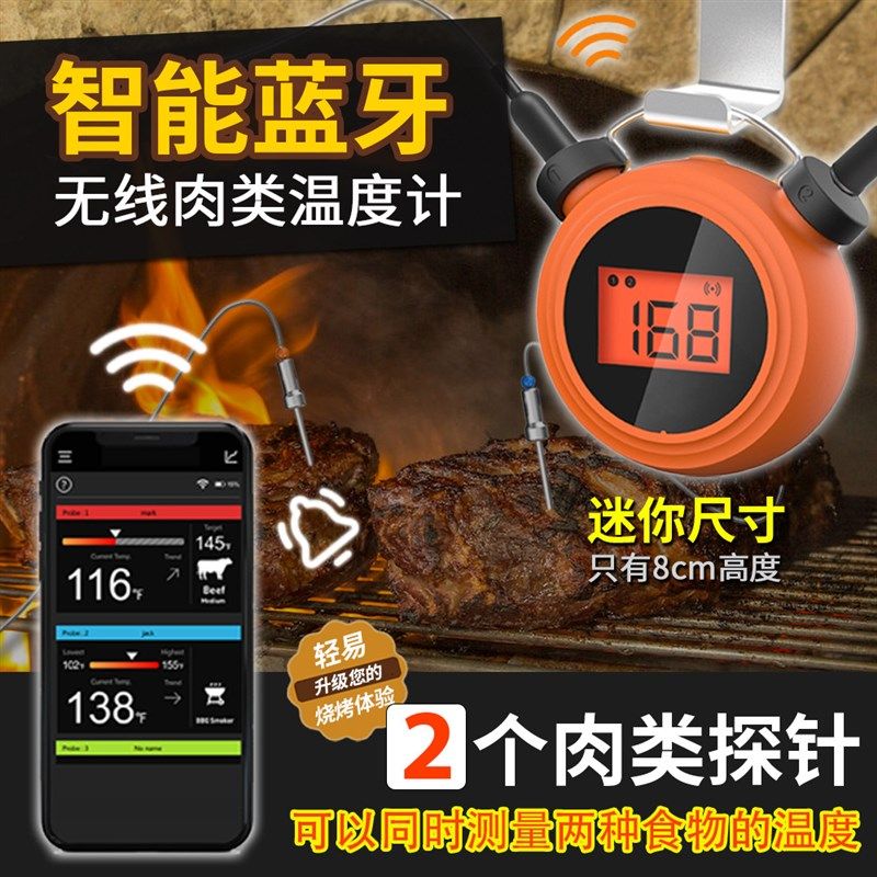 迷你蓝牙烤肉温度计 智能手机APP烤箱烤炉烧烤肉类测温双针带报警,农用物资,苗木固定器/支撑器,淘宝优惠券,粉丝福利购,淘宝优惠卷