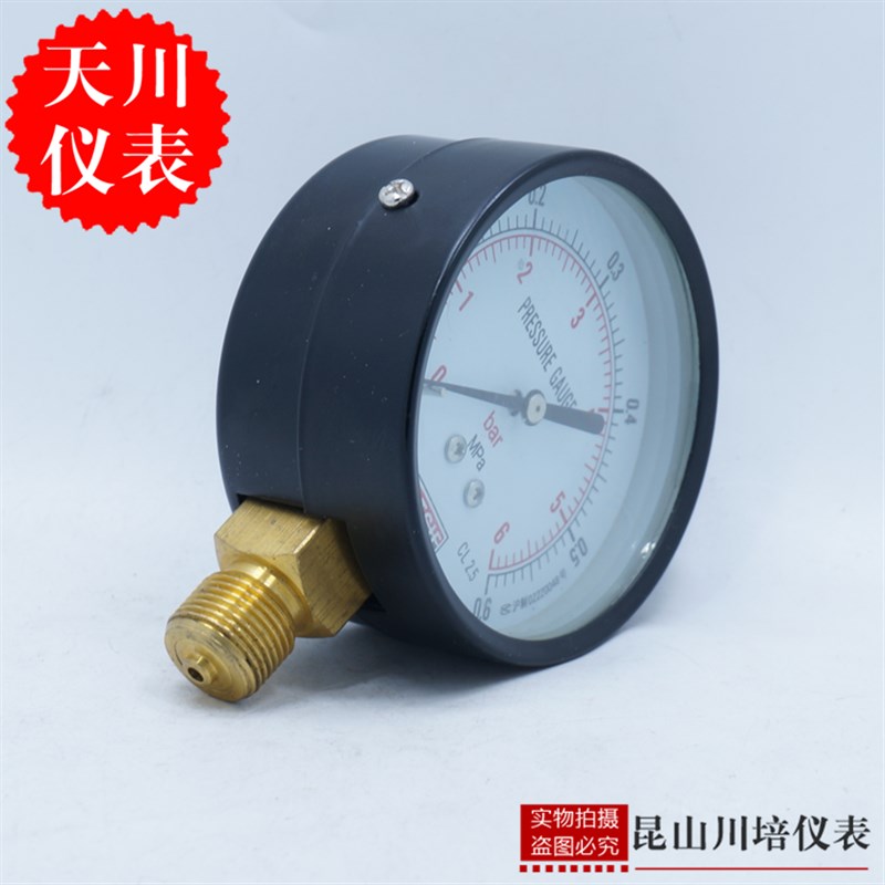 上海天川仪表厂Y-75一般弹簧管普通压力表STCIF3寸表面G3/8螺纹