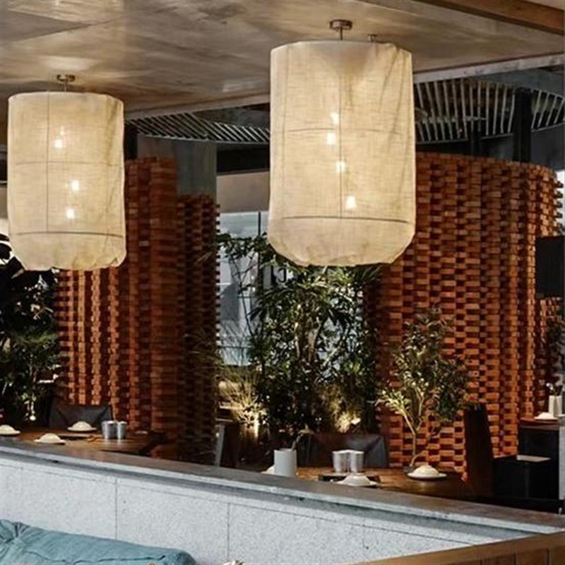日式酒店复古f吊灯侘寂风饭店餐厅火锅店民宿客厅吊灯创意布艺灯