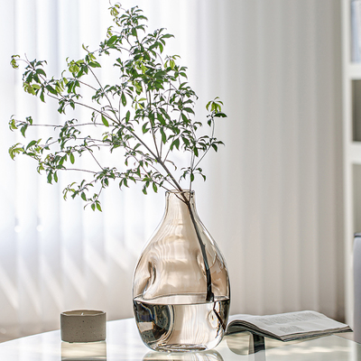 花瓶摆件客厅插花高o级感玻璃透明水养马醉木吊钟创意小口径大肚