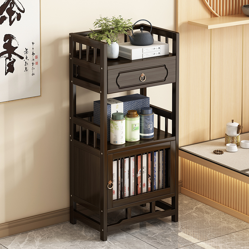 博古架小型实木中式茶水柜办公室置物架茶叶R展示架茶具储物柜