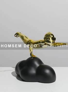 轻奢软装a饰品筋斗云雕塑样板房间售楼处家居客厅玄关摆件