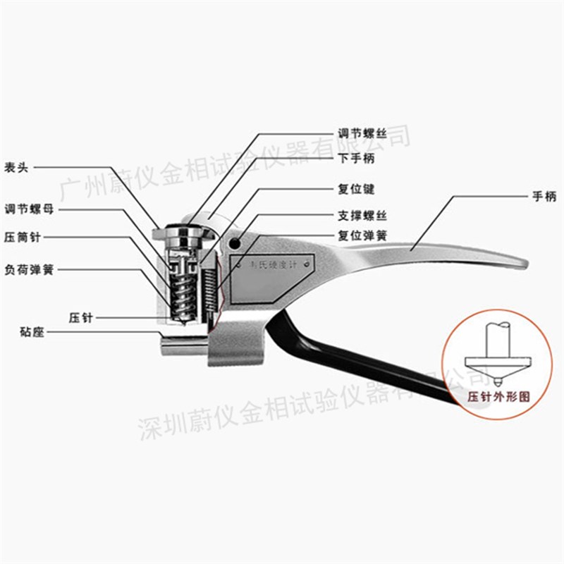 蔚仪金相W-20韦氏硬度计铝合金弹簧指针钳式硬度检测设备仪器