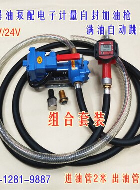 防爆汽油泵12V24V220V直流电动抽油泵总成柴油自吸泵带枪管加油机