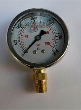 注油防振抗震压力表 200bar 3000psi双刻度测量单位方便读取 68mm