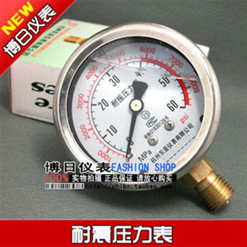 YN-60耐震压力表60MPA油压表抗震压力表耐振压力表杭州东亚仪表