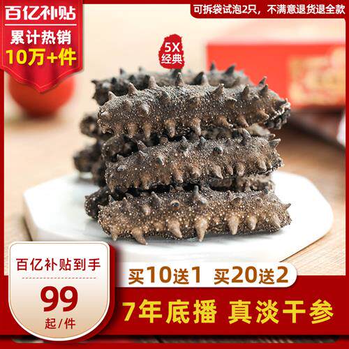 皇纯 5X经典真淡干海参50g 刺参干货水产 发后即食海鲜礼盒海参