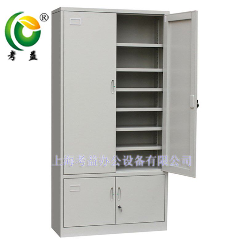 加厚铁皮下档凭证柜推拉门双节柜移门高矮柜通玻仪器柜五层多斗柜