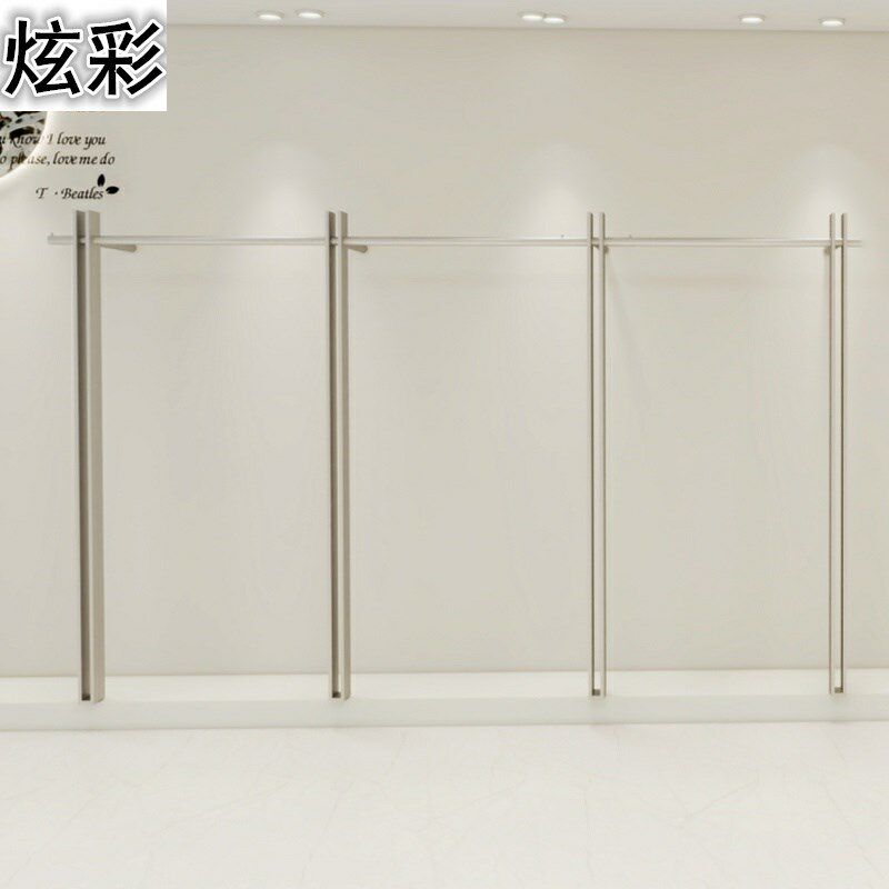 服装店展示架不锈钢黑色上墙架女装落地式陈列架简约货架挂衣架子