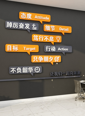 企业文化墙面贴纸办公室t装饰布置团队员工激励志标语公司会议背
