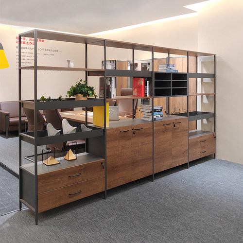 隔断办公文件柜落地式储物厨柜子办公室家具大型书柜间隔边柜有锁