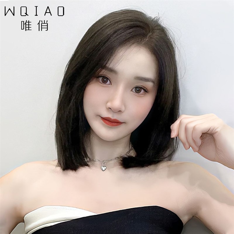 假发女长发真发全真人发丝气质中长款自然时尚中分锁骨发全头套式