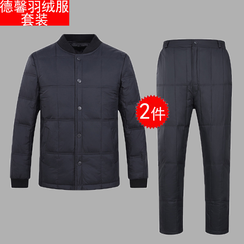 中老年男士羽绒服内胆套装冬季A爸爸老人加厚保暖内穿两件套棉裤