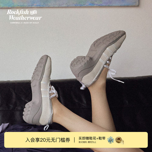 RockfishWeatherwear26夏季新品方头绑带休闲透气高跟芭蕾舞女鞋