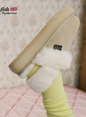 RockfishWeatherwear秋冬新款厚底外穿加绒毛毛拖休闲懒人毛毛鞋