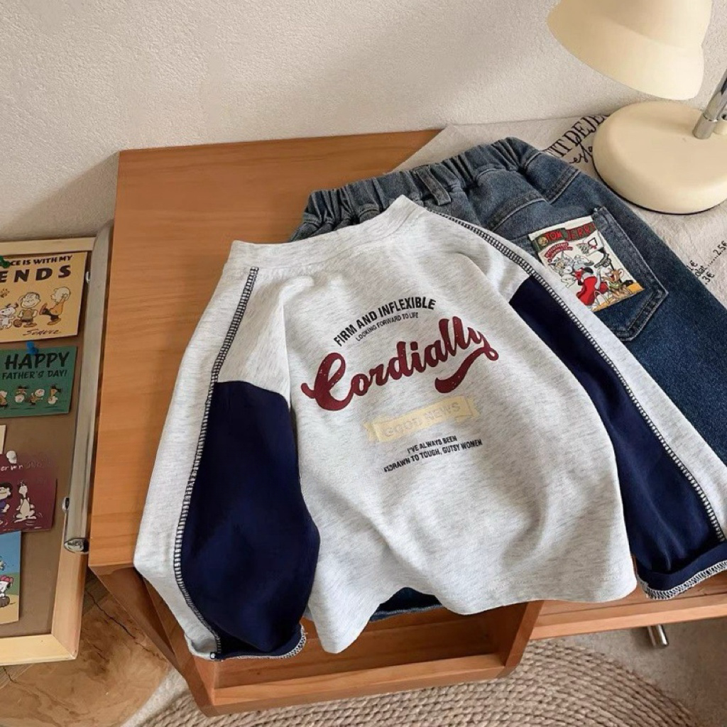 春季纯棉儿童宝宝长袖T恤小童男童女童洋气拼接打底外穿春装童装