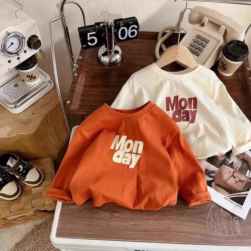 春季男童女童薄款宝宝长袖T恤小童男宝女宝时尚洋气百搭打底衫