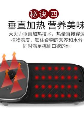 厂家直供 不粘锅长方形涮烤一体鸳鸯锅多功能家用电热锅活动礼品