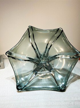 现代简约风烟灰色琉璃手工果盘高级感客厅售楼部酒店样板间软装饰