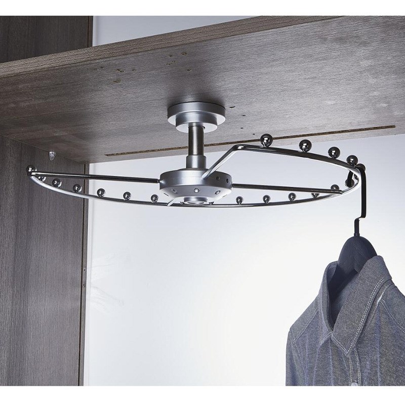 衣帽间衣柜旋转裤架多功能转角挂衣杆顶装挂衣架多层拐角收纳藤篮