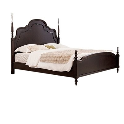 中古风红橡木全实木床安娜床黑色大床双人实木床大床婚床卧室家具