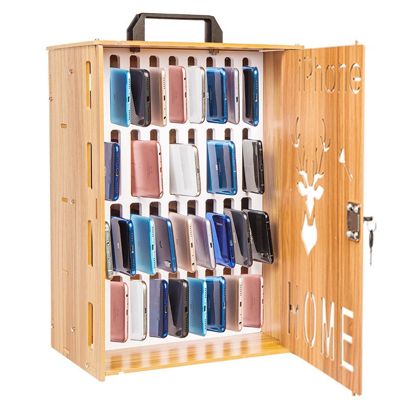 带锁手机收纳盒存放柜子办公室员工学生桌面多格手机保管箱置琴萱