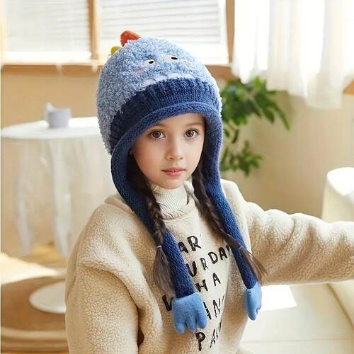E 88611 Cartoon Baby Hat with Ear Flaps 护耳帽 跨境