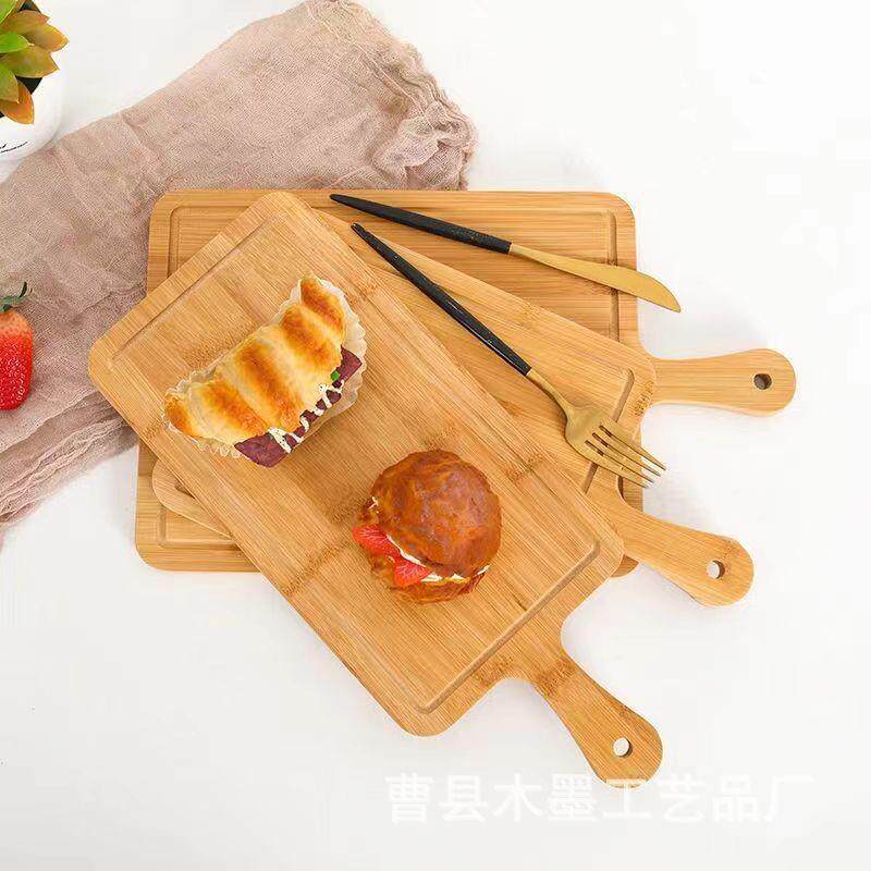 木质带手柄砧板实木自然纹理托盘可悬挂木质家用茶水点心盘多功能