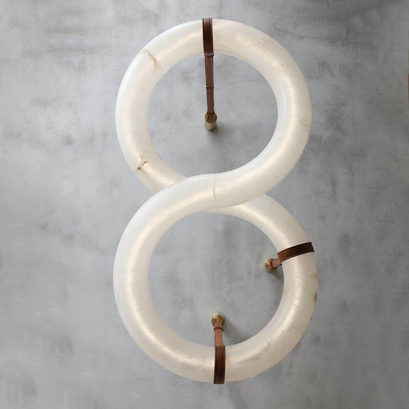 大堂吊灯展厅圆形皮带环形酒店别墅灯仿云石设计石游泳圈客