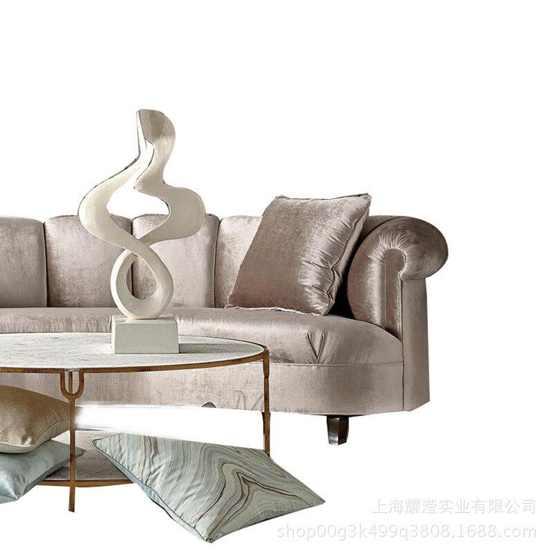 美式布艺软包弧形三人沙发定制家具酒店KTV影楼时尚创意接待沙发