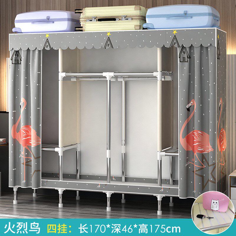 简易衣柜钢架结构布艺组装家用卧室布衣柜全钢管加粗加厚出租