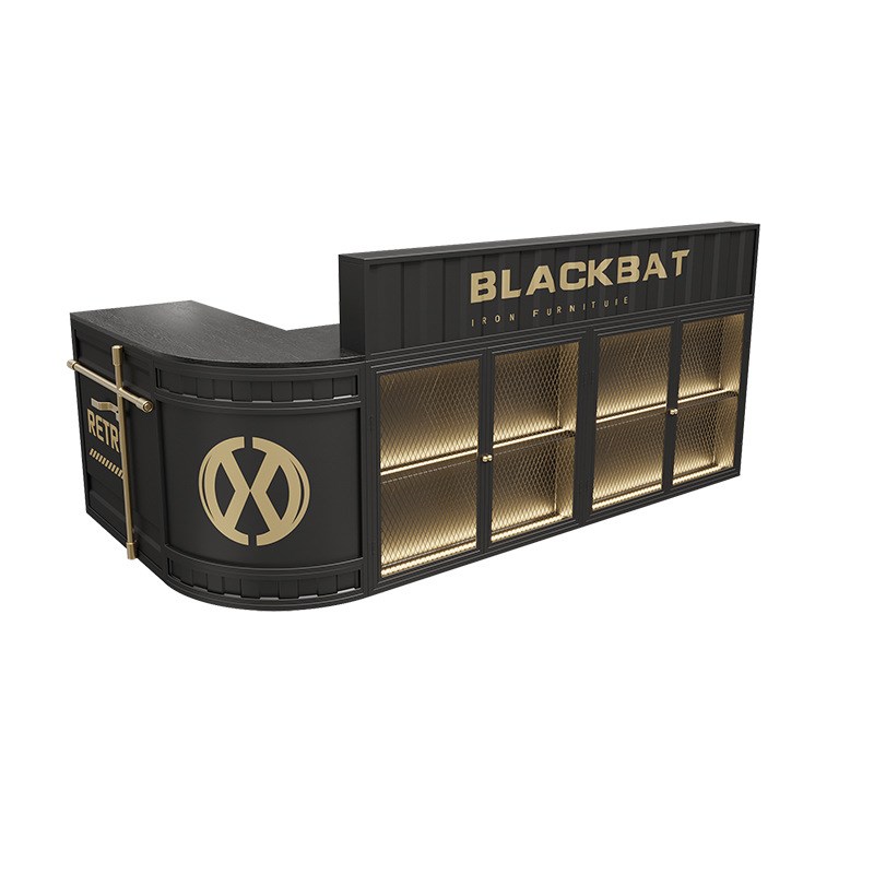 工业风铁艺收银台复古创意火锅烧烤店柜台酒吧酒店办公桌转角接待