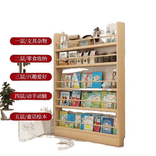 实木超窄夹缝置物架窄柜走廊玄关书架薄款免打孔绘本架门后收纳架