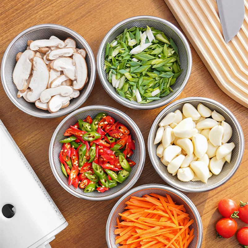 不锈钢小盆厨房料理碗沥水篮水果沥水盆锥形沥水篮套装