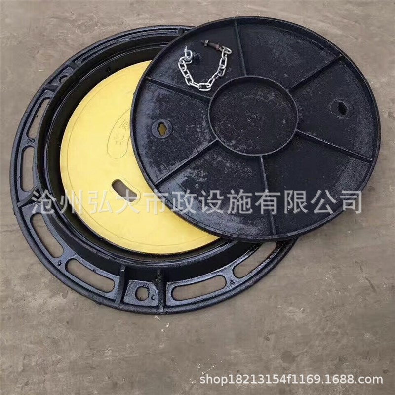 球墨铸铁700井盖 电力检查方形圆形井盖 双层带锁铸铁井盖