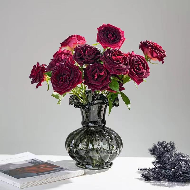 花瓶摆件客厅插花玻璃琉璃花瓶高级粉色法式水晶芬顿欧式创意